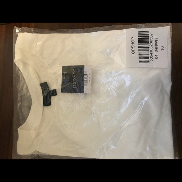 NWT TOPSHOP Boxy Lace Trim Top White size 8 medium - Picture 6 of 7